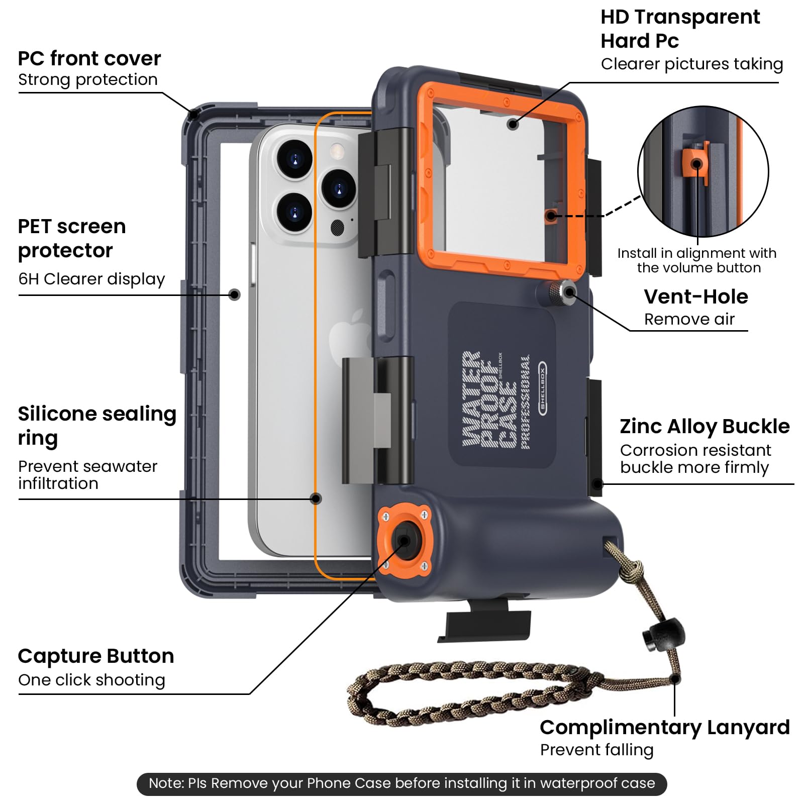 Coque de téléphone sous-marine pour plongée avec tuba, 50 pieds/15 m, étui de téléphone étanche professionnel pour iPhone 17-8 Plus/Pro/Pro Max, Galaxy S10-S25 Plus/Ultra, photo vidéo sous-marine (ne