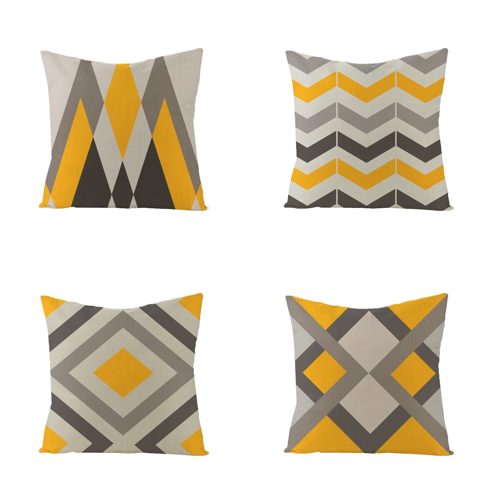 Sofa Fundas Cojines 60x60 Pack de 4 Cuadrado,Funda de Almohada Lino con Cremallera Invisible,Funda de Cojín Decoración para Hogar Sala Cama Jardín Silla Coche-geometría