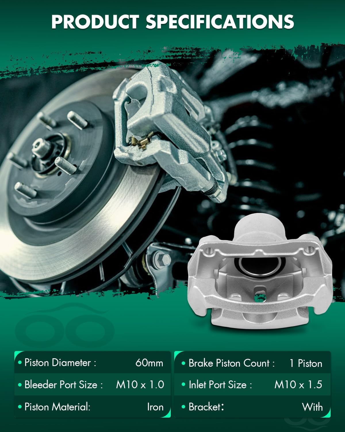 SCITOO Front Right Brake Caliper With Bracket 18-B4911 Compatible For Chevrolet For Malibu 2004-2008 For Chevrolet HHR 2006-2011 For Pontiac G6 2006-2008