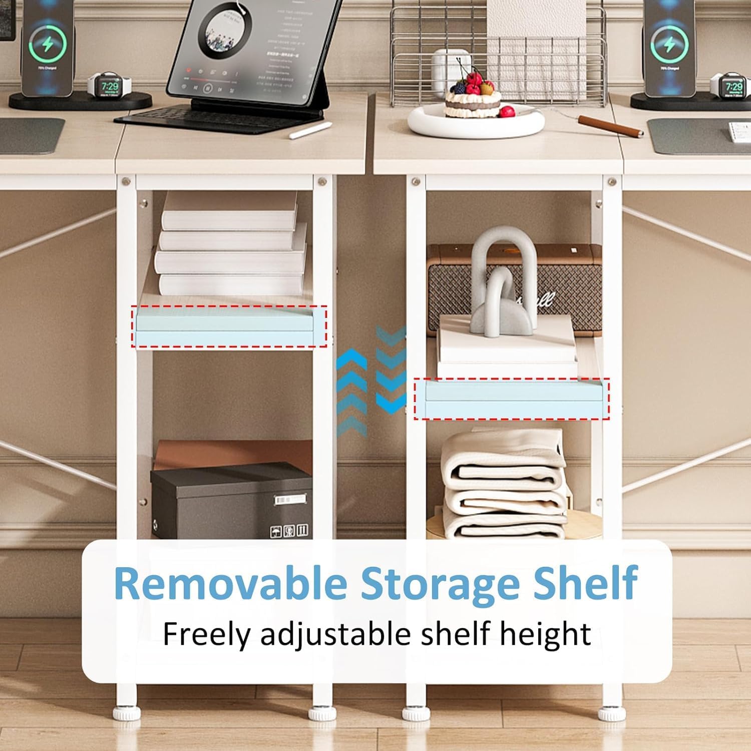 مكتب كمبيوتر وألعاب 140 سم مع رفوف تخزين وحقيبة جا...