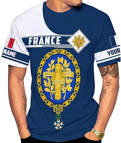 Vista 2 de Vybonz - Camisa personalizada de Francia para hombres y mujeres, Torre Eiffel París, camiseta con capucha de Francia, ropa de fútbol con bandera