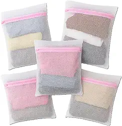 Kit 5 Sacos de Lavar Roupas Delicadas para Maquina de Lavar, Malha Protetora, 30x40 cm, Branco