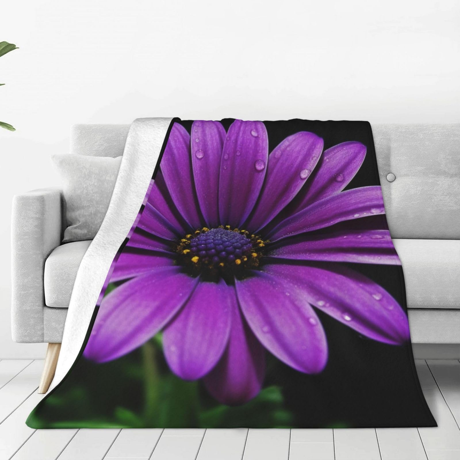 KLOPH Purple Daisy Throw Blanket 40"x30" Flannel Fluffy Warm Blanket for Couch, Reversible Plush Blankets for Bed, Comfy Fuzzy Blanket for Sofa, Plush Lightweight-Blankets for All Season
