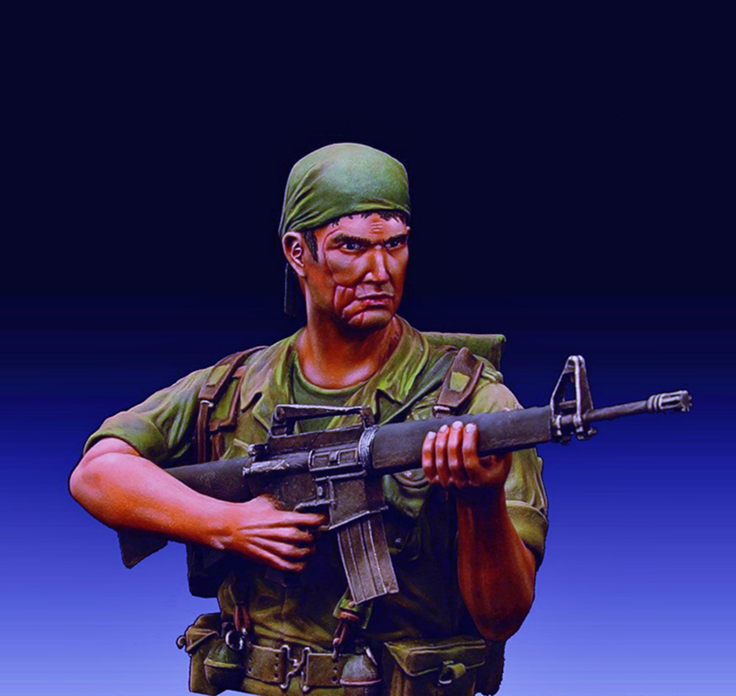 1/10 - Soldato americano della guerra del Vietnam Kit di modellini in resina non dipinti e non assemblati Parti del modello di busto in resina // UJ2a-4