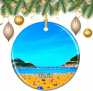Spain La Concha Beach San Sebastian Christmas Xmas Tree Ornament Decoration Wedding Hanging Pendant Decor City Travel Souvenir Collection