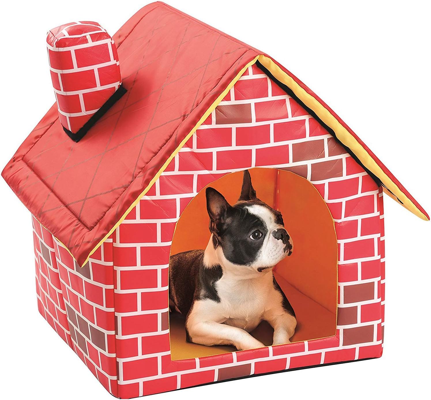 JOJOPet Portable Brick Pet Dog House Cat Bed Single Room Designed for Small Dogs and Cats，Indoor/Outdoor Soft Padded Red Brick House