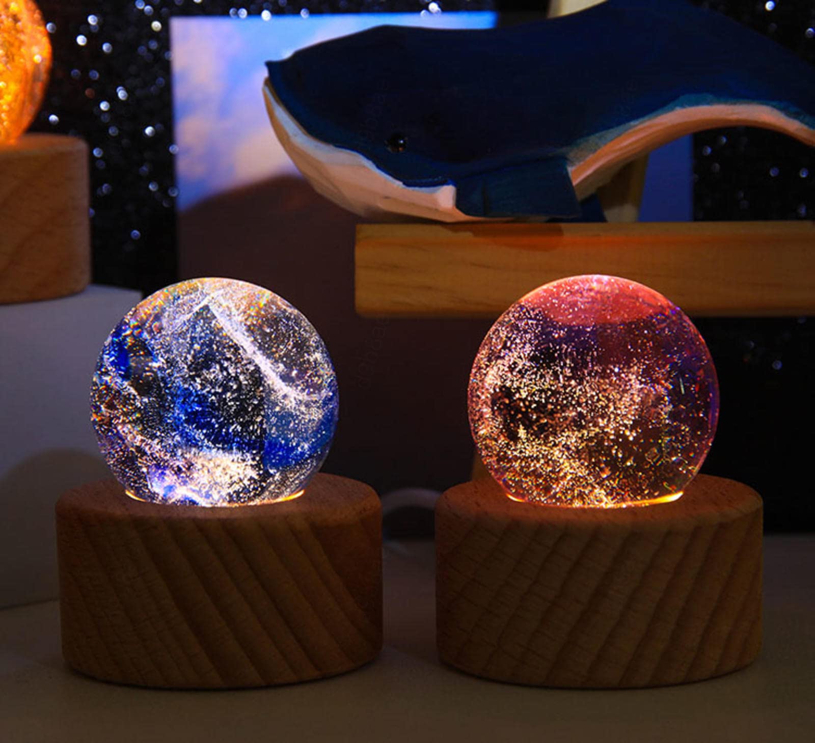 NIBHZ Lámpara de Noche de Luna 3D 4 Cm, Luz de Noche de Luna de Cielo Estrellado LED para Decoración de Dormitorio Luz de Estado de ánimo de Carga USB para Bebés,Purple