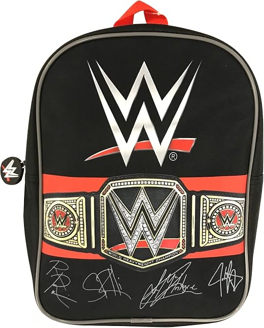Scificollector WWE Wrestling Champion Belt Backpack School Bag, Black Red, One Size