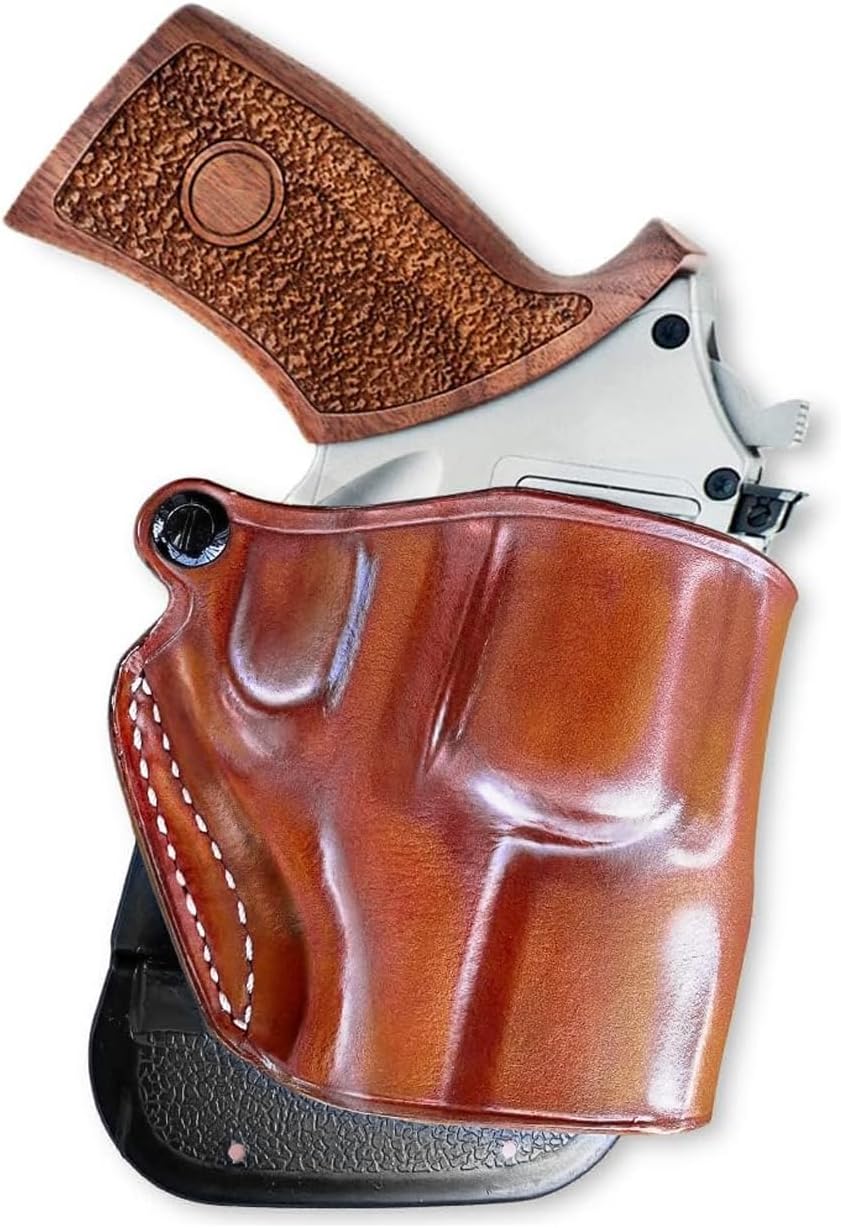 Premium Leather OWB Paddle Holster Open Top Fits Rhino 20DS 357 Mag/9mm 2-inch, Right Hand Draw, Brown Color #1081#