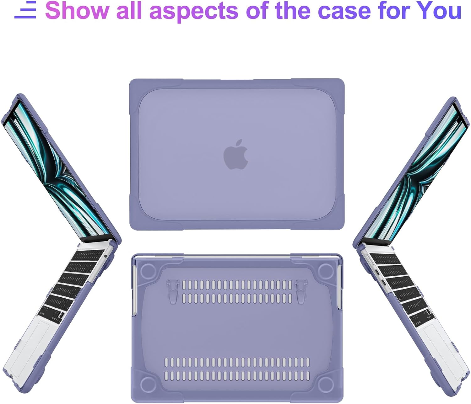 MEEgoodo for MacBook Air 13.6 inch Case 2025 2024 2022 (A3240/A3113/A2681) with M4/M3 M2, Laptop Hard Shell for MacBook Air 13", Cover with Heavy Duty Rugged Shockproof Kickstand, Lavender Grey - Image 8