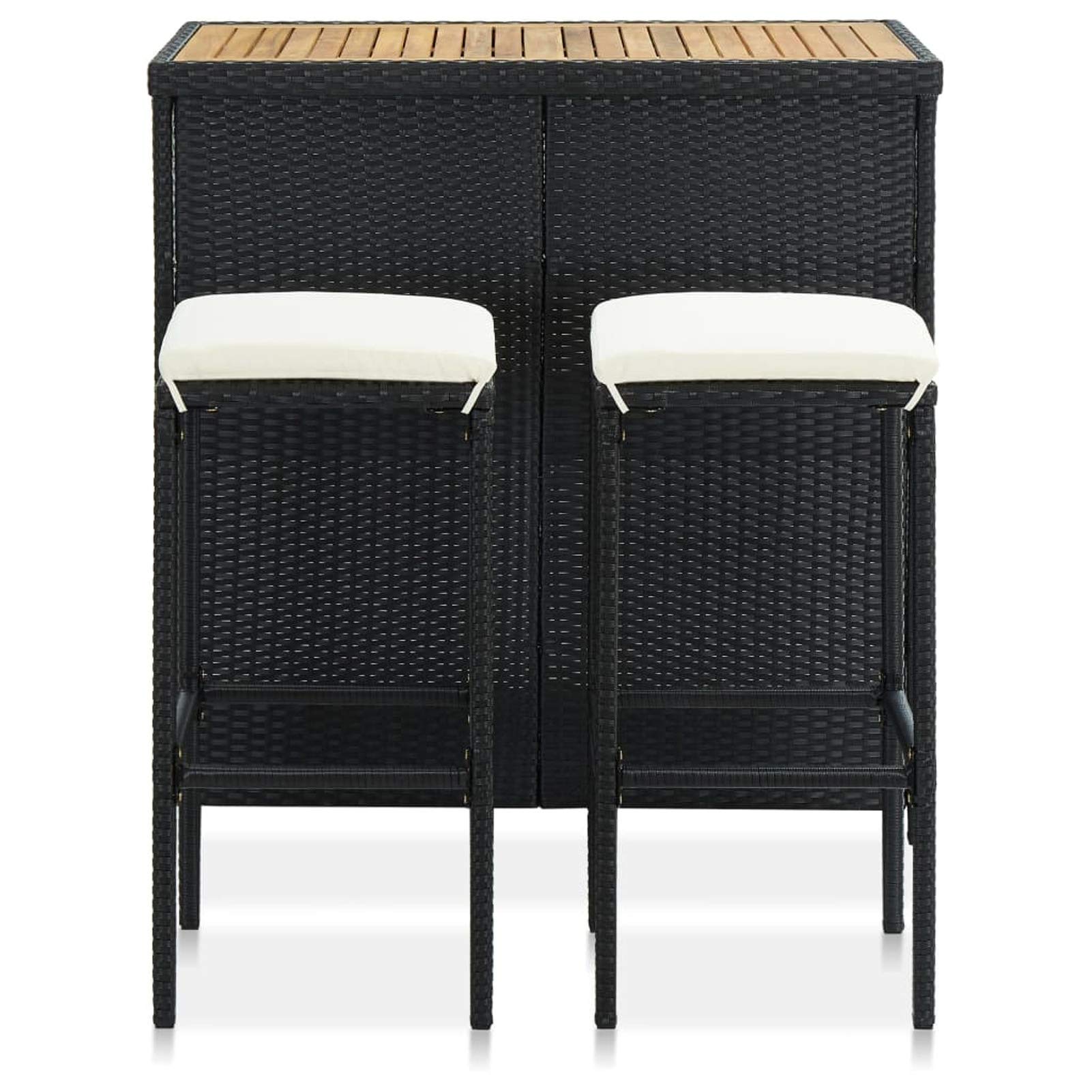 ARKEM Set da Bar 3 pz in Polyrattan Nero,Mobili Bar da Giardino,Angolo Bar da Giardino Cortile Esterno