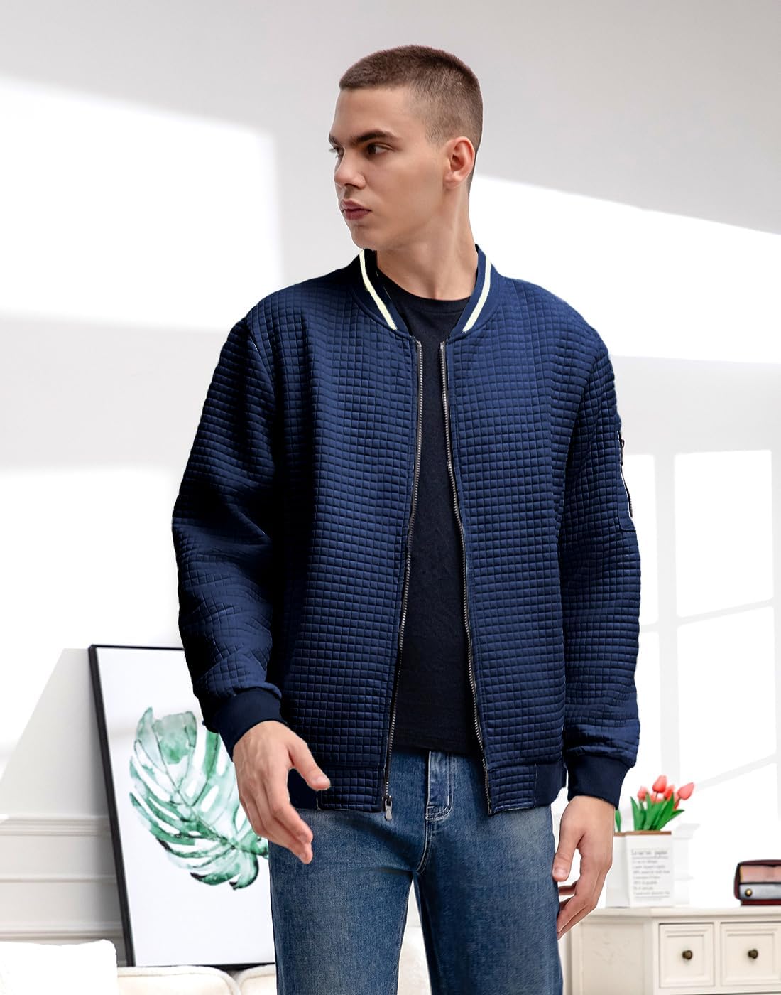 Mens Casual Jacket Lightweight Jacket Varsity Coat - Image 2