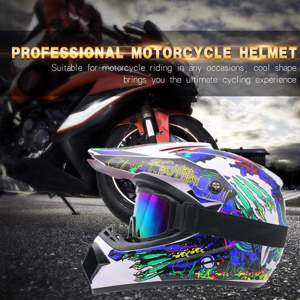 Gioventù Bambini MTB Casco Motocross Impostato, con Guanti Occhiali Mascherina, Unisex Integrali ATV Fuoristrada Strada Moto Caschi, Discesa Enduro Quad Dirt Bike Incidente Casco