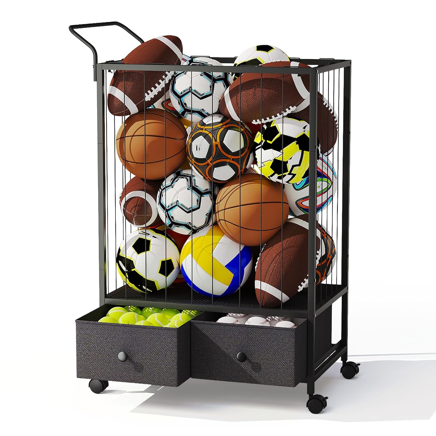 BBLIKE Ball Storage Bin – Rolling Sports Ball...