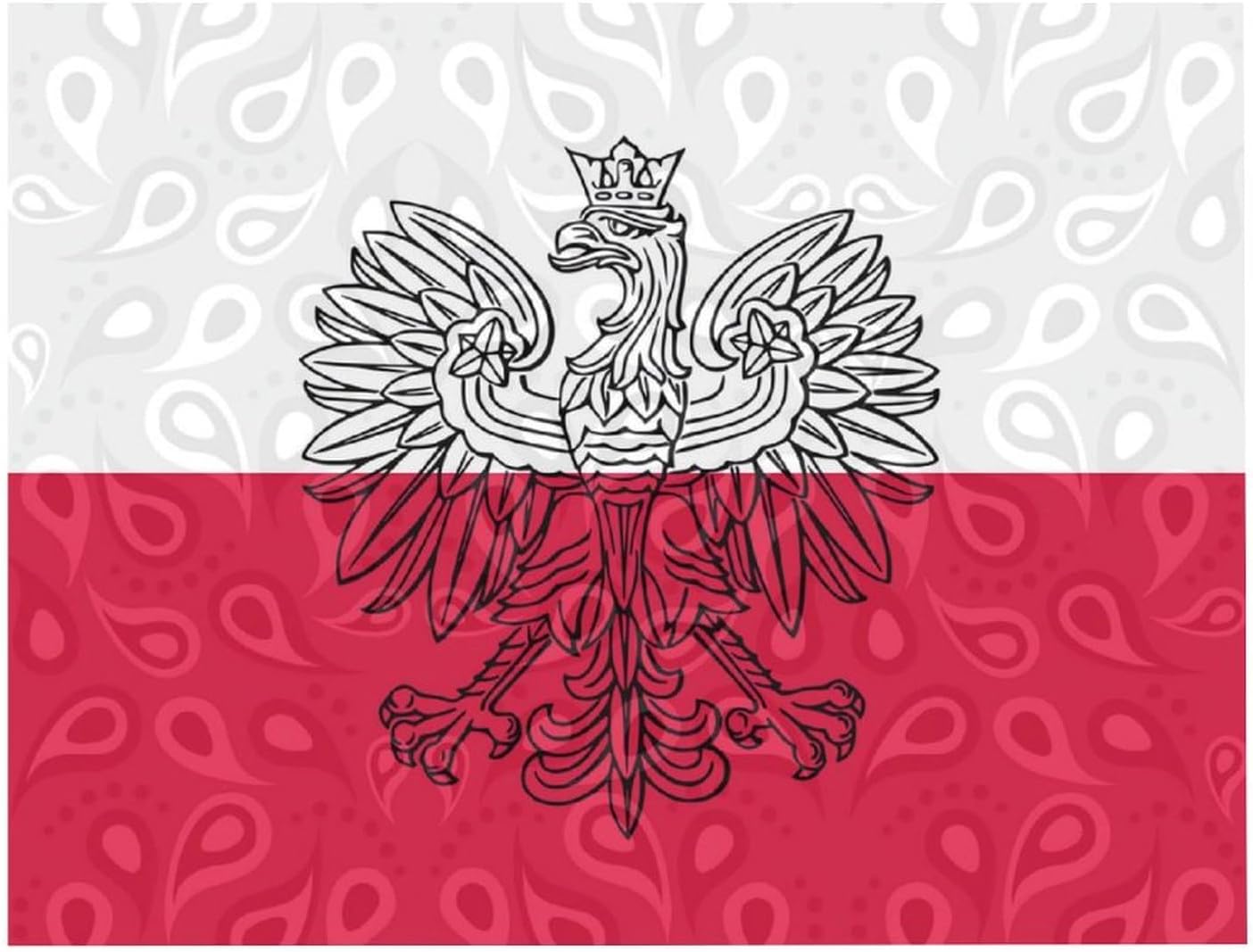 Polish Flag Paisley Poland Printed Diamond 5D Painting Kits DIY Full Drill Crafts for Home Wall Decor 16x20 Inch Blackwood 50 * 40cm