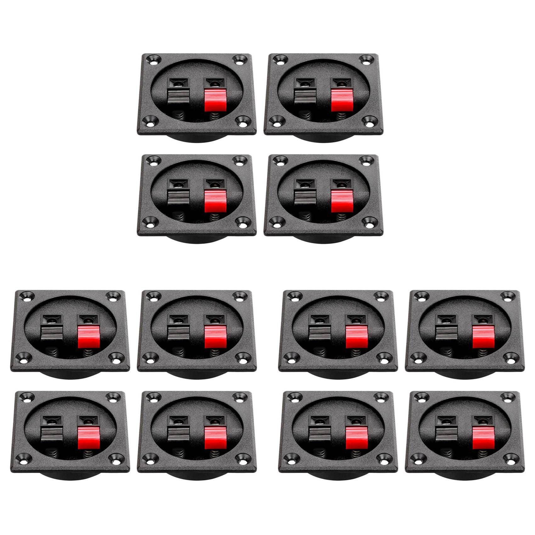 Jnchdghwa Black 12Pcs Speaker Box Terminal Cup, Spring Square Subwoofer Box Terminal Binding Post Connector For Diy Home Car Speaker