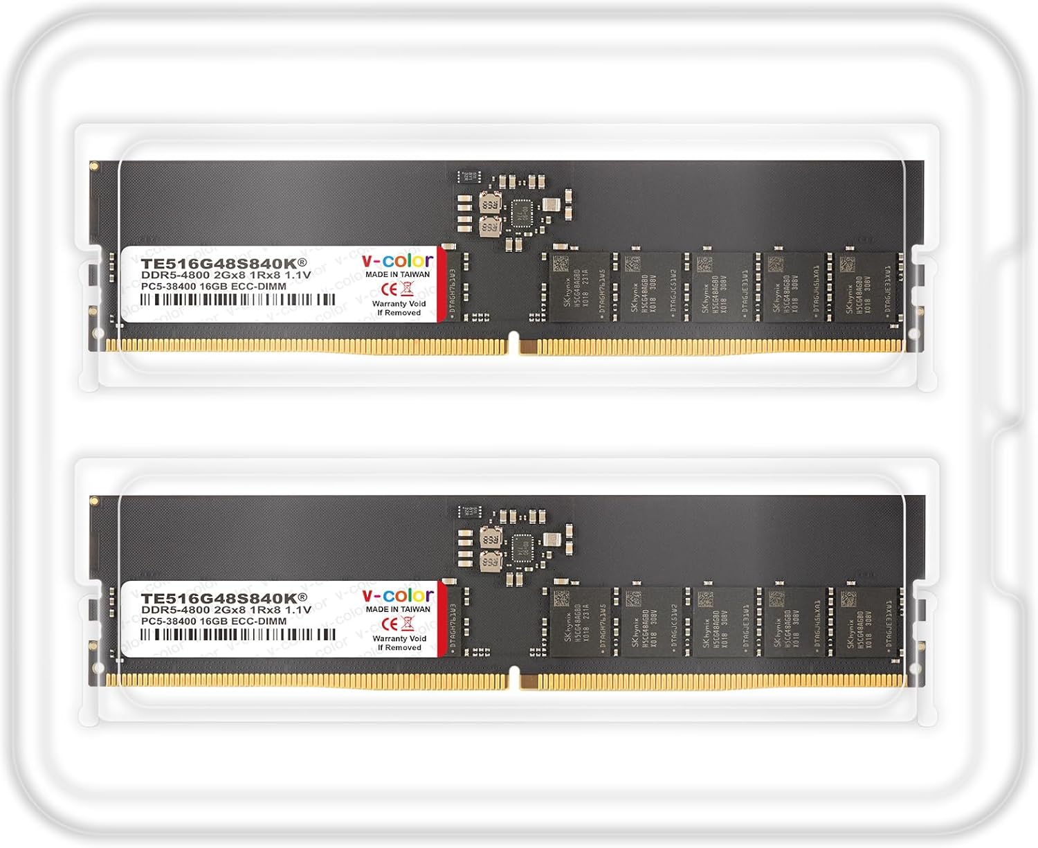 V-Color DDR5 32GB (16GBx2) 4800MHz CL40 1Rx8 ECC UNBUFFERED DIMM 1.1V (ECC UDIMM) Memory Ram for Server (TE516G48S840K)