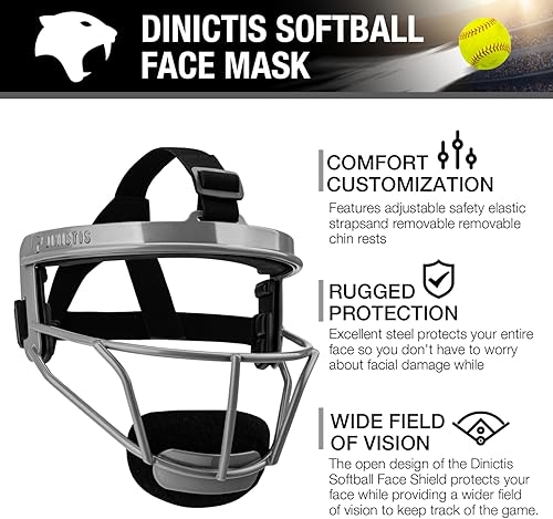 Miniatura 10 de Dinictis Máscara facial de sóftbol, ligera, cómoda, con visión de campo amplia, protectores faciales duraderos y seguros, máscara protectora de