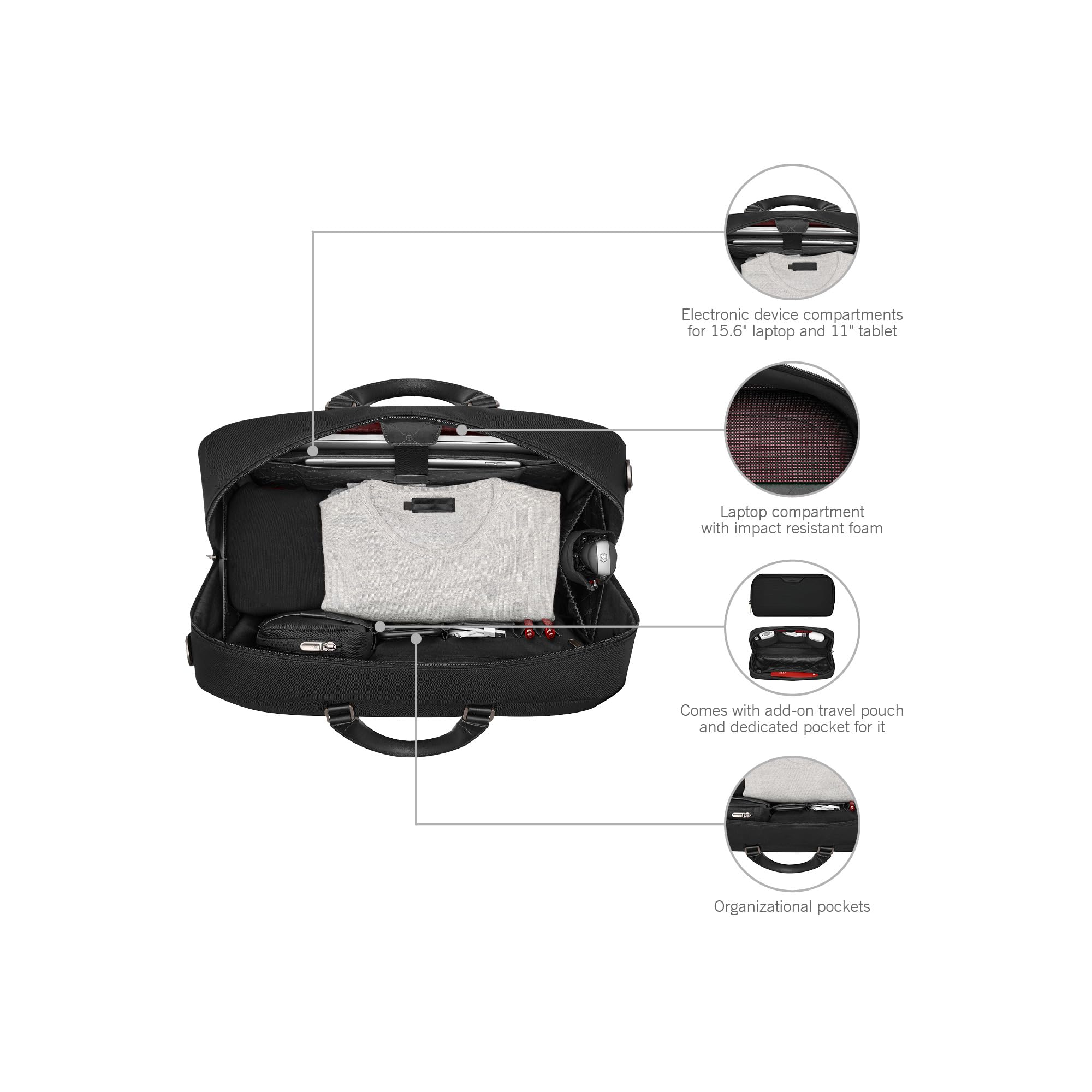 Victorinox Mythic Weekender, Reisetasche mit Trolley-Riemen, Handgepäck, Business, Damen/Herren, Schwarz