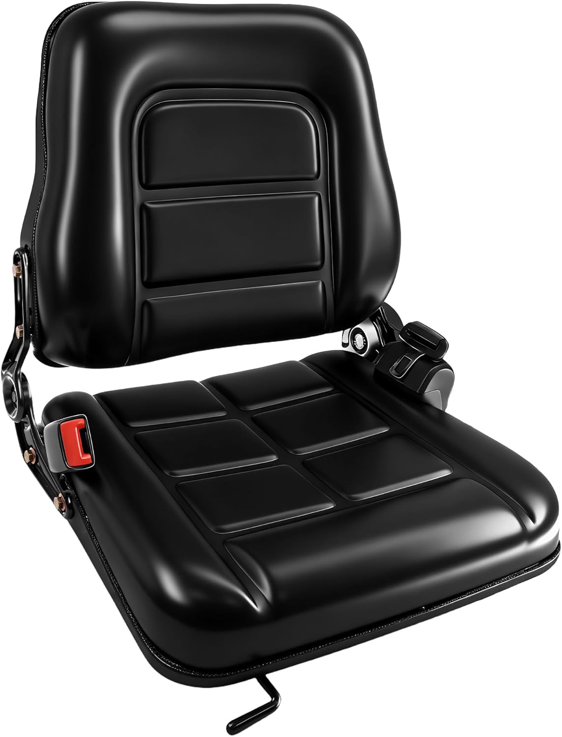 Universal Forklift Seat/Tractor Seat - Compatible with Forklifts, Tractors, Zero-Turn Mowers, Skid Steers, Telehandlers, Backhoes, Excavators -Safety Belt, Adjustable Backrest,Sliding Rails, Black