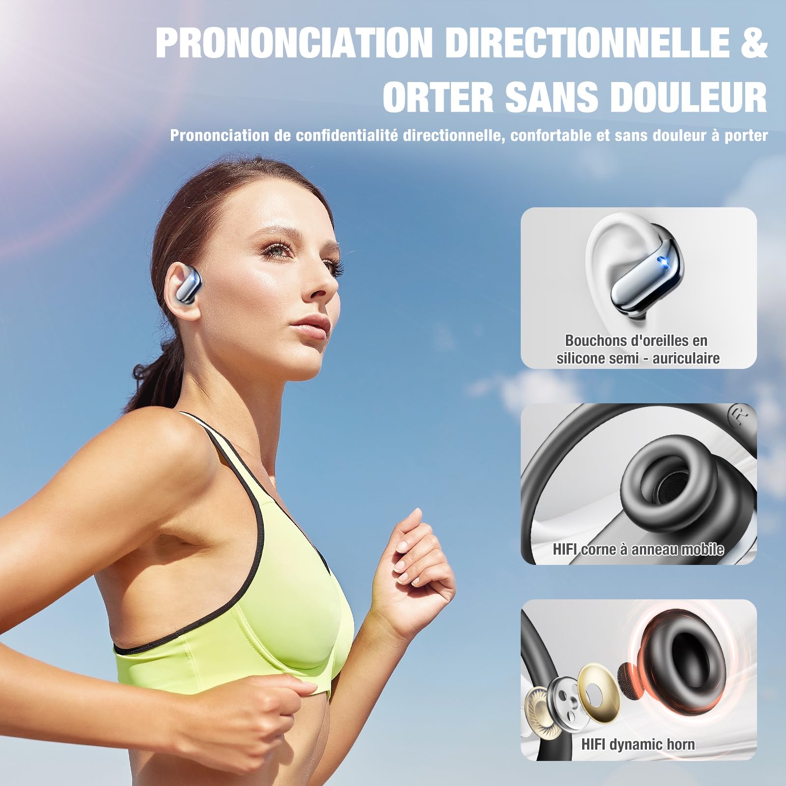 Ecouteurs Bluetooth sans Fil Sport, 2024 Écouteur Bluetooth 5.4 HiFi Stéréo, Ecouteurs sans Fil avec ENC Antibruit Mic, Oreillette Bluetooth Running IP7 Étanche, 50H Casque Bluetooth Écran LED, Noir