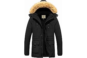 Men's Winter Coat Warm Parka Jacket with Faux Fur Removable Hood