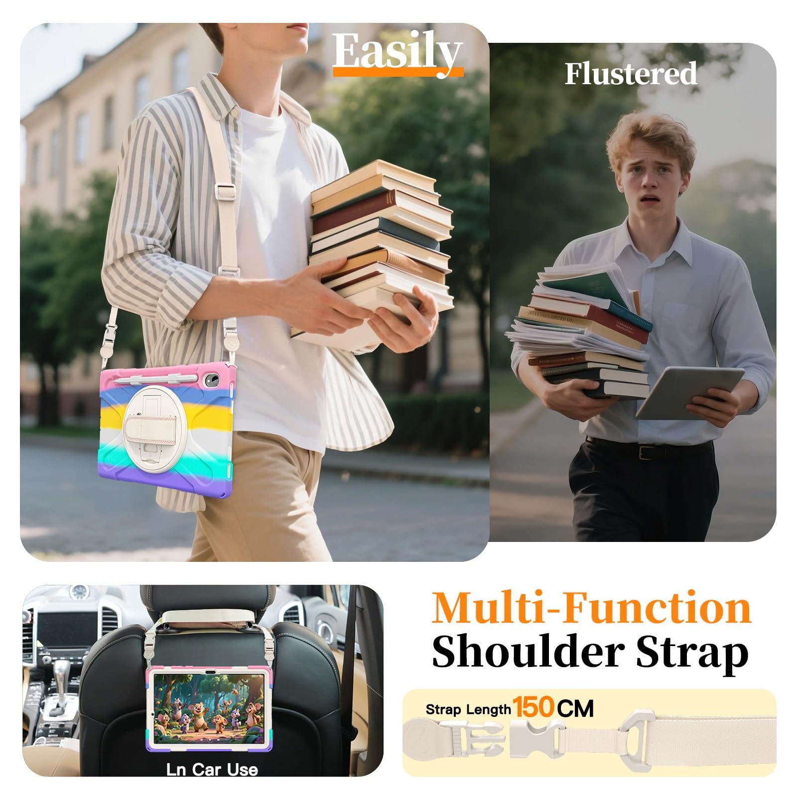 Kompatybilne z Samsung Galaxy Tab S11 5G 27.6 cm model 2025 (SM-X730/X736B) etui z uchwytem na długopis, wytrzymałe, odporne na wstrząsy i upadki, pokrowiec ochronny na pasek na ramię dla dzieci
