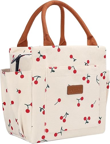 Miniatura 12 de Joymee - Bolsa de almuerzo para mujer, caja de almuerzo aislada de corduroy a cuadros, bolsa de almuerzo reutilizable a prueba de fugas de gran