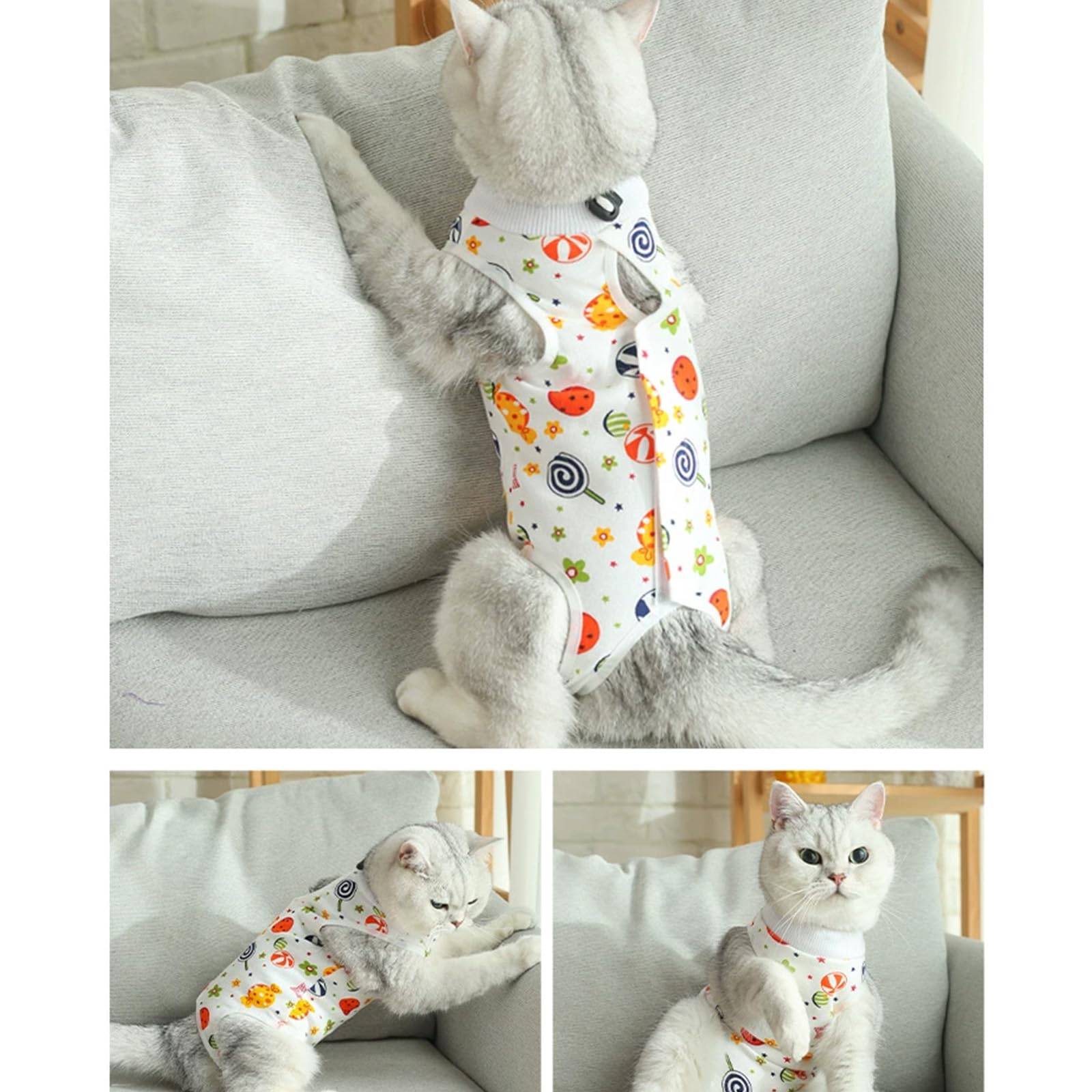 3 PCS Cat Recovery Suit for Spay Abdominal Wounds Female Cat Onesie for Cats After Surgery Surgery Recovery Suit Breathable Alternative Kitten Onesie for Cats Anti Licking (Sweet(3 PCS) - Image 3