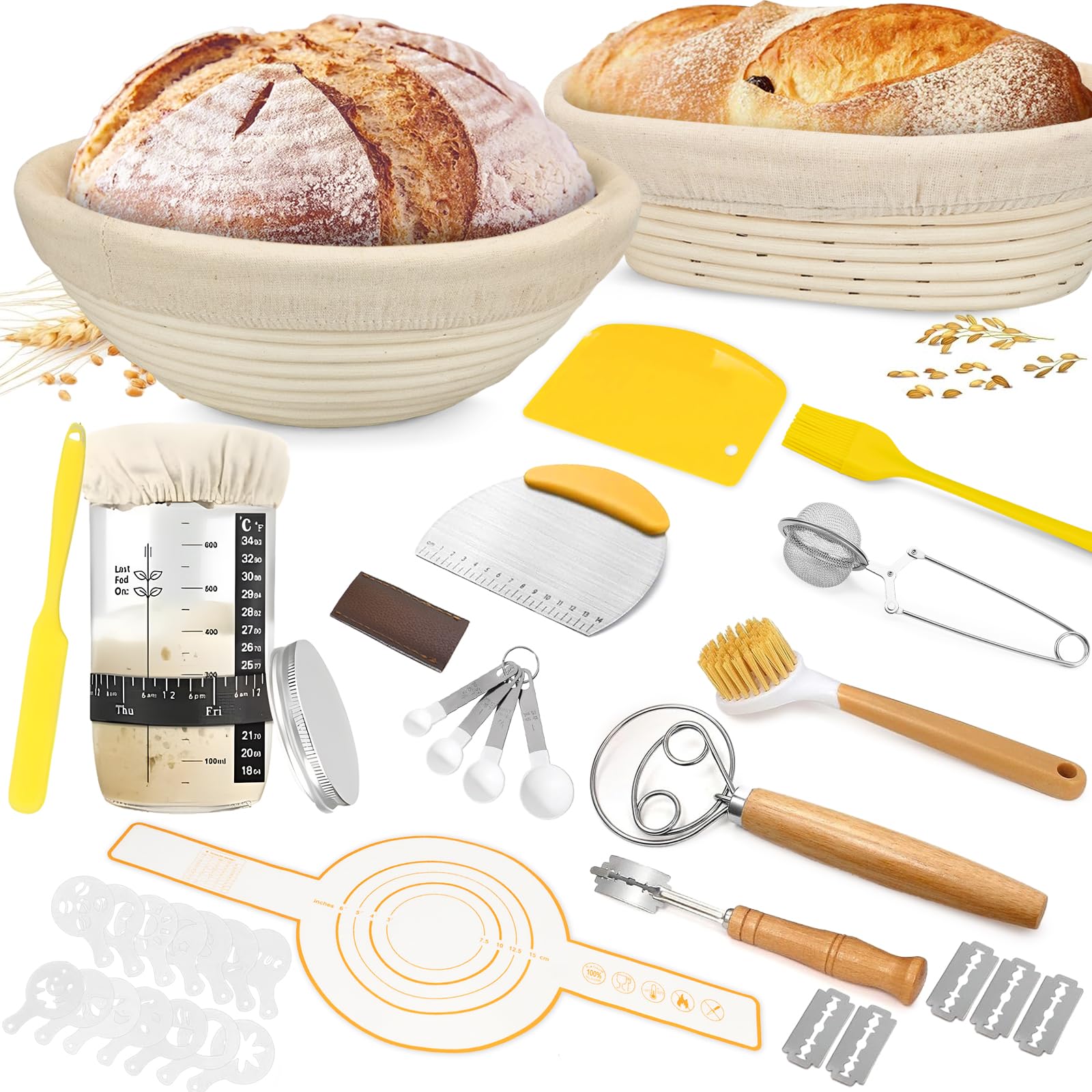 Kit levain et ustensiles anti-adhérence pour éviter de rater la levée du pain artisanal