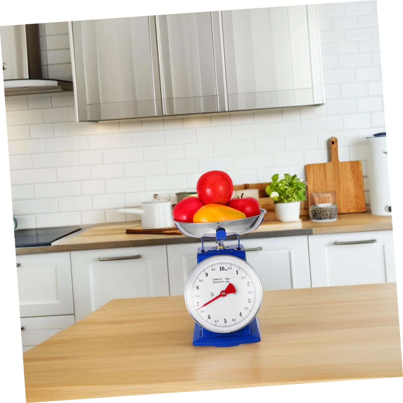 Toyvian Báscula Mecánica de Cocina con Bandeja Extraíble Acero Inoxidable Display Analógico Grande y Resistente Sin Baterías para Medición Precisa Repostería y Preparación de Alimentos