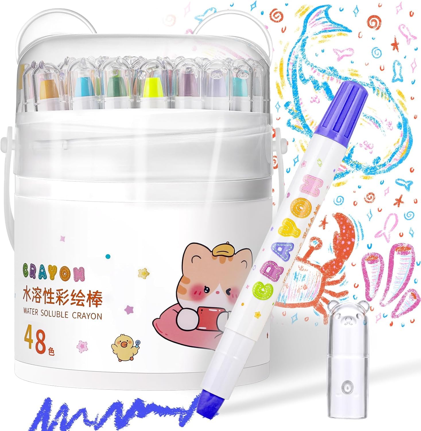48 Colors Twist Crayons for Toddlers 2-6, Ultra-Silky Smooth & Easy-Grip Crayons, Stickers & Brush – Non-Toxic, Washable Art Supplies, Ideal Coloring Gift for Boys & Girls-image-16
