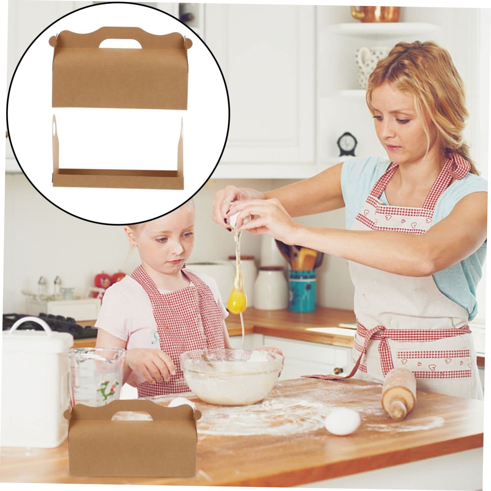 Caja para Tartas Largas de Papel Asa, Paquete de 10 Unidades, Fácil de Usar y Transportar, Adecuado para Pasteles y Postres