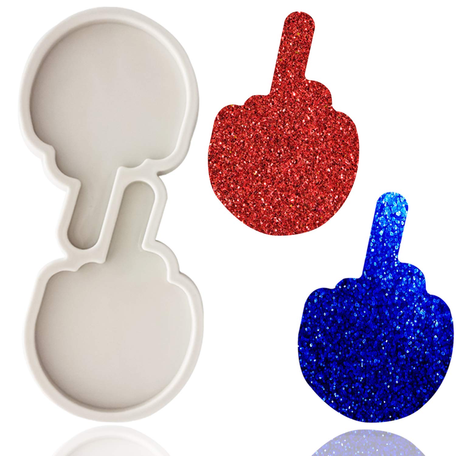 Middle Finger Shaped Handmade Keychain Silicone Mold Creative Gift Keyring Mould for DIY Cupcake Ice Cube Candy Fondant Mold Jelly Shots Handmade Ice Cream Pudding Desserts, Grey