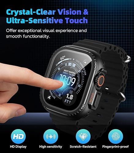 Miniatura 5 de MoKo Funda protectora para Apple Watch Ultra 3/2/1 de 1.929 in, con protector de pantalla de vidrio templado y cubierta trasera de protección