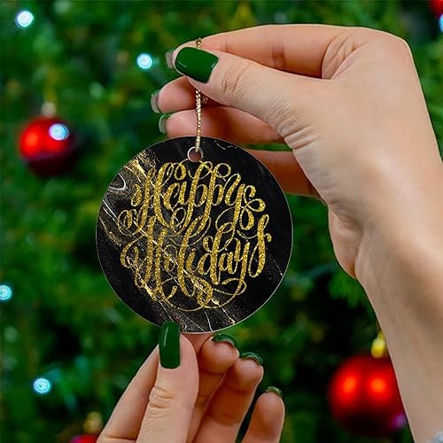 Miniatura 8 de Two-Side Printed Happy Holiday Ceramic Christmas Ornament Novelty for Family Friends Kids Abstract Christmas Keepsake Pendants