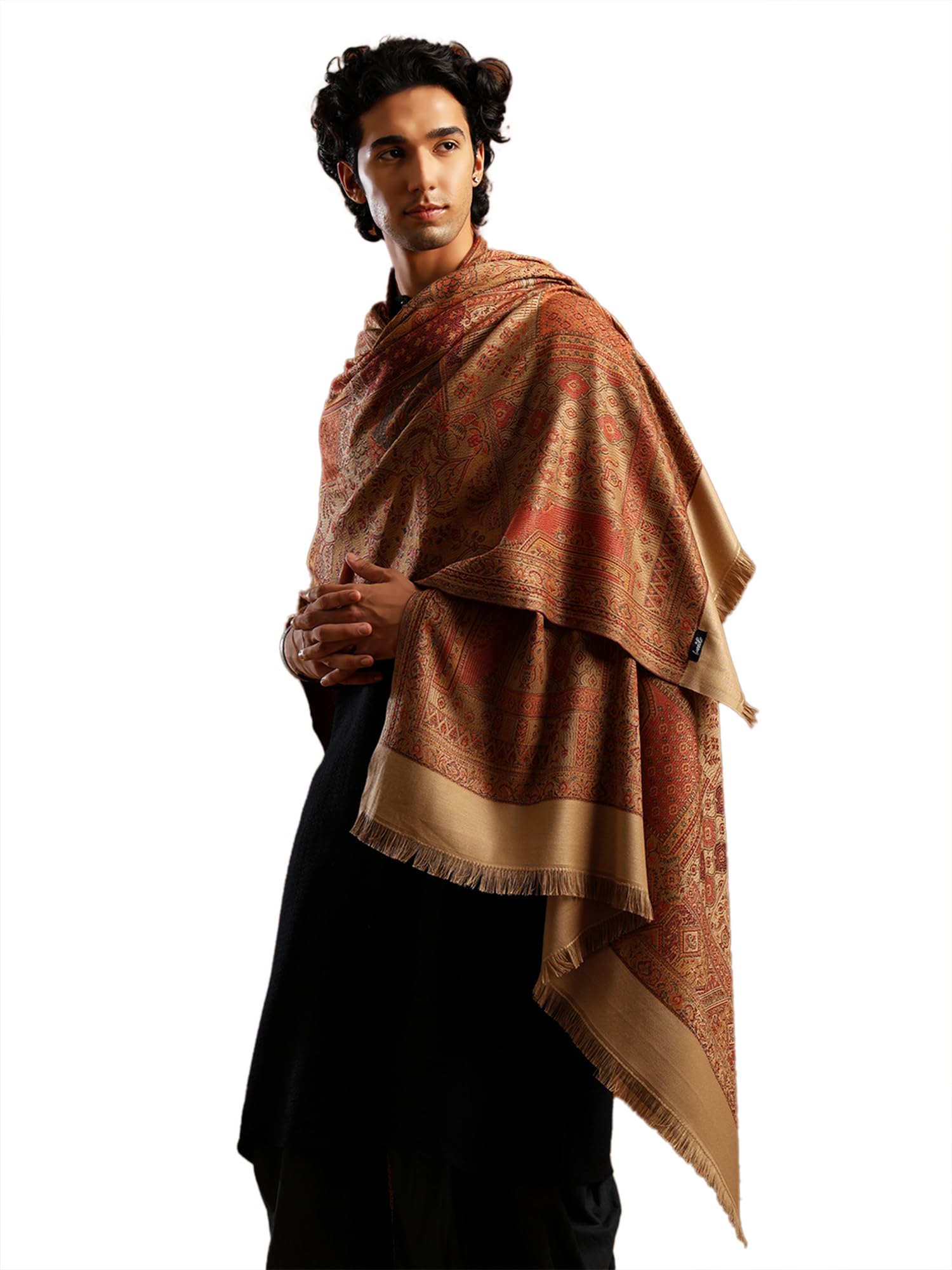 tweedle Men’s Jamawar Shawl, Faux Pashmina, Contemporary Patterns with Ethnic Appeal – Size 40 x 80 inches-picture-35