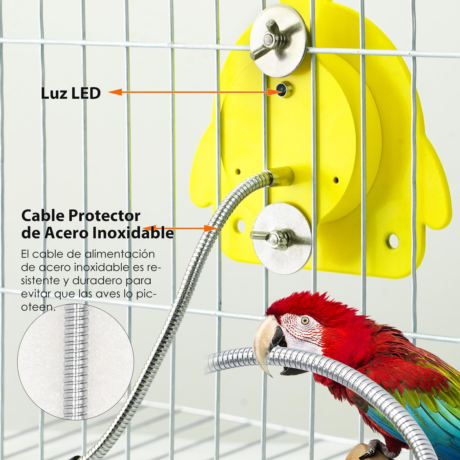 Calentador Para Jaulas de PáJaros, Plataforma Calefactora Para Perchas de PáJaros de 12 Voltios, Calentador TermostáTico Para PáJaros, IP67 Resistente Al Agua, Accesorios Para Jaulas de PáJaros