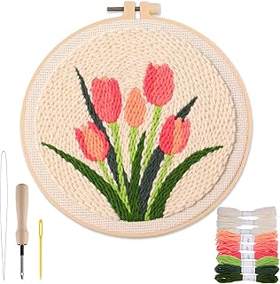 Punch Needle Kit Adults Beginner- Step-by-Step Guide & Video, Including Punch Needle Fabric with