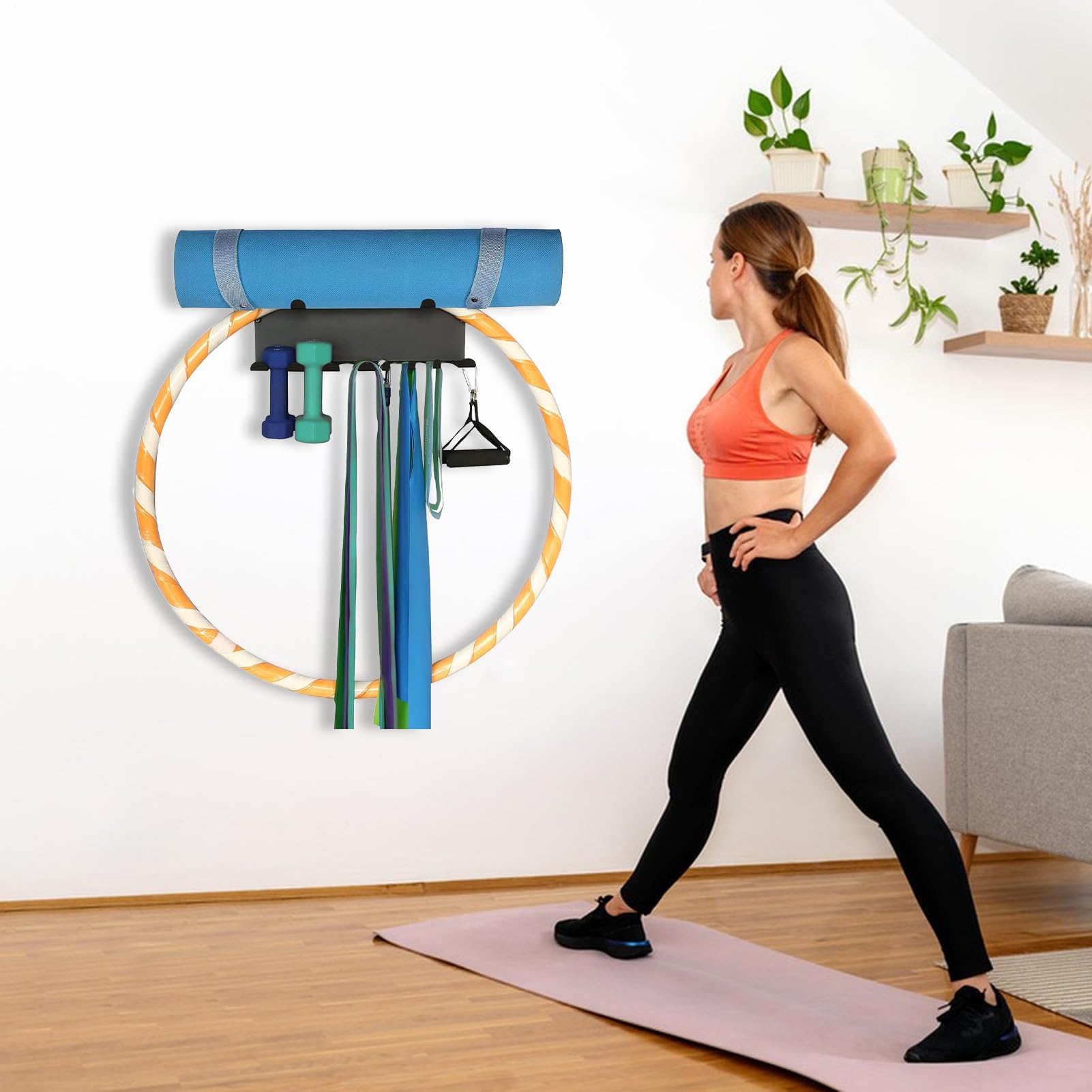 Sprzęt gimnastyczny, treningowy, 40 cm, przechowywanie fitness, wieszak, półka oszczędzająca miejsce na domową siłownię, do ćwiczeń, treningu, jogi, garażu, pokoju, studia, piwnicy, ściany