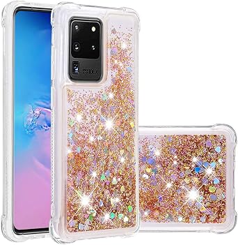 Liquid Case Compatible with Galaxy S20 Ultra Glitter, Bling Liquid Floating Case Anti Yellowing Silicone Phone Case Bumper Transparent Protective Cover Slim Hardcase Compatible with Galaxy S20 Ultra