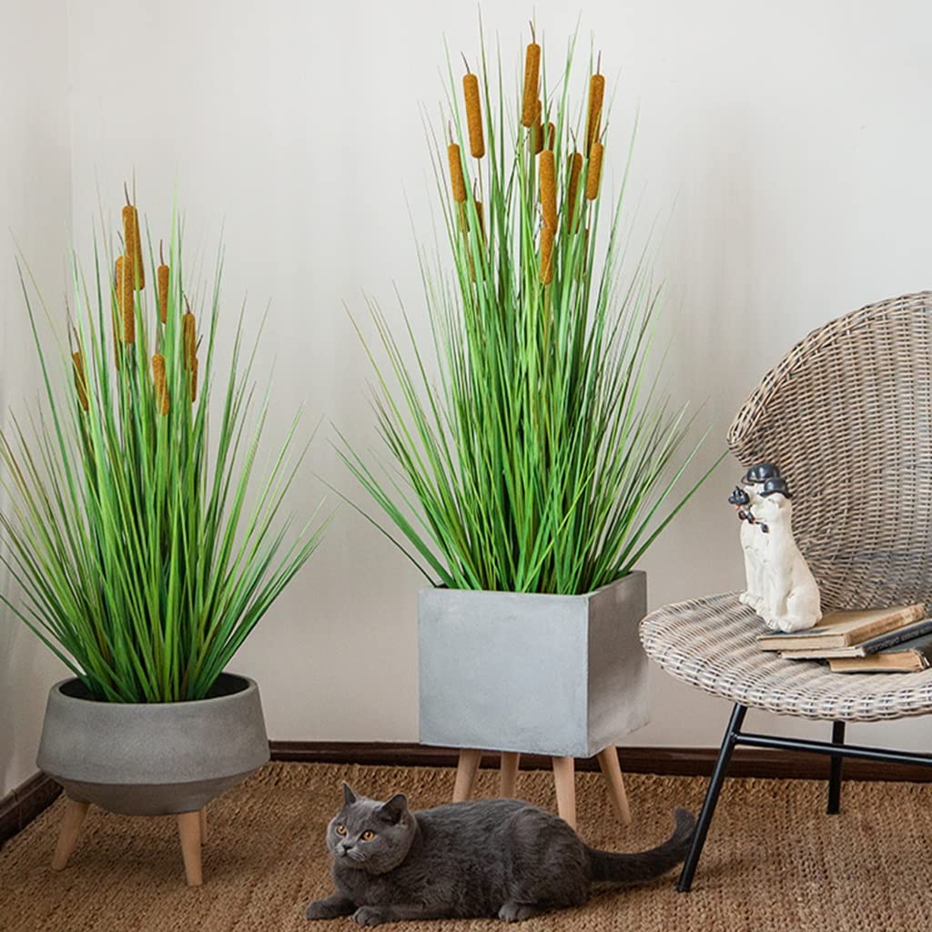 Verde Ornamenti Plants Plants Cattail, Piante Verdi Artificiali, Piante Fake in Vaso for L'Ufficio for Ufficio Agriturismo Senza Manutenzione (Color : 130cm/51.1in)
