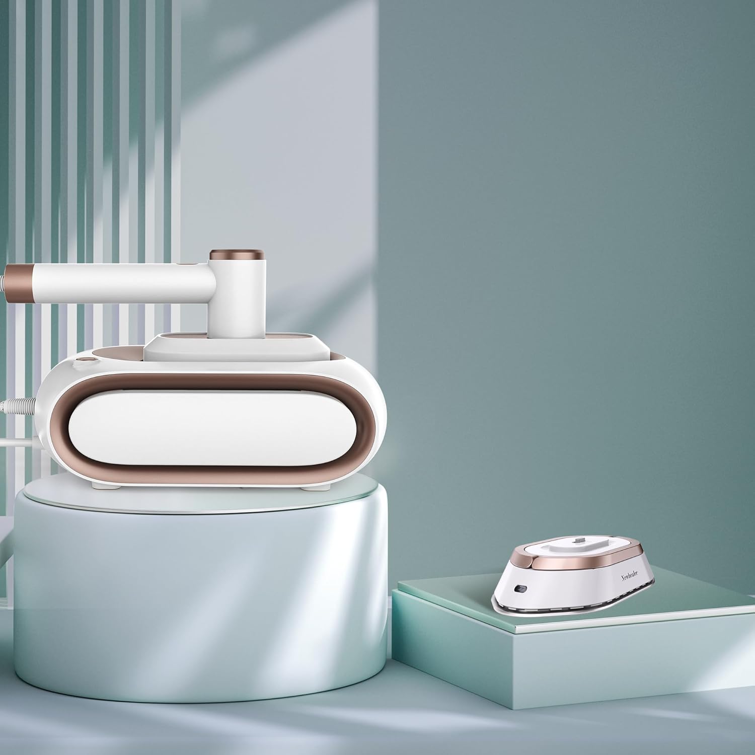 Newbealer 2In1 Pro Steam Station Iron Bundle with Dual Voltage Travel Iron for Clothes, Dual Companion for Home and Travel Use