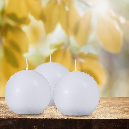 Miniatura 5 de SPAAS - Velas redondas blancas rústicas, velas de bola blanca de 3 pulgadas, uso como velas decorativas para bodas, celebraciones, vacaciones