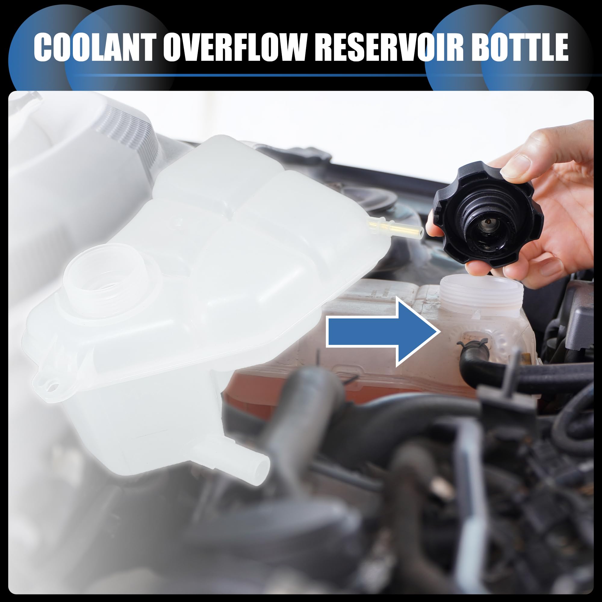Depósito de expansión de agua para refrigerante, botella de desbordamiento de recuperación de líquido refrigerante del motor n.º 1221362/1141512 para Ford Fiesta MK6 2001-2008, color blanco,