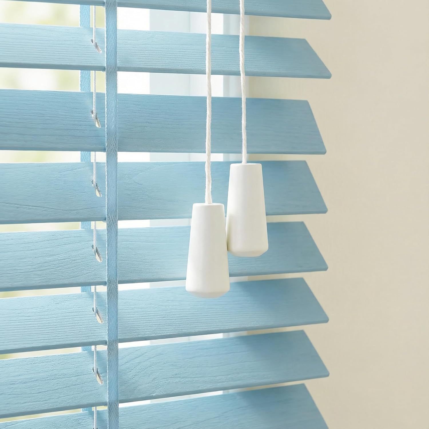 DECHOUS 12Pcs Window Blind Wood Cord Pulls: White Decorative Shade Pull Cord Knobs Drops End for Home Office Window Roman Blinds or Shades Accessories