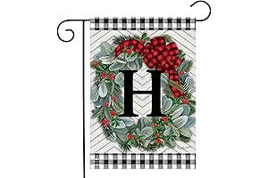 Winter Wreath Monogram Letter H Garden Flag