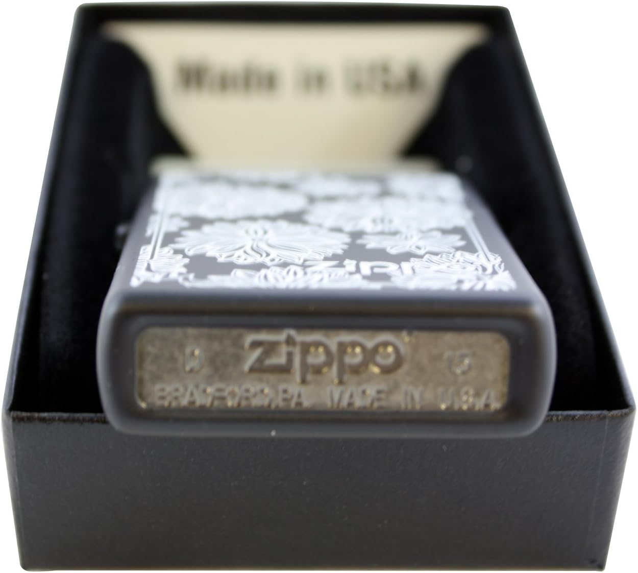 Custom Design Zippo Flowers blk Matte