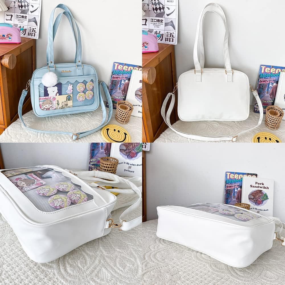 Lolita ITA Bag with Insert Pin Display,Anime Cosplay Shoulder Bag,Women Crossbody Bag,PU Leather Kawaii Purse
