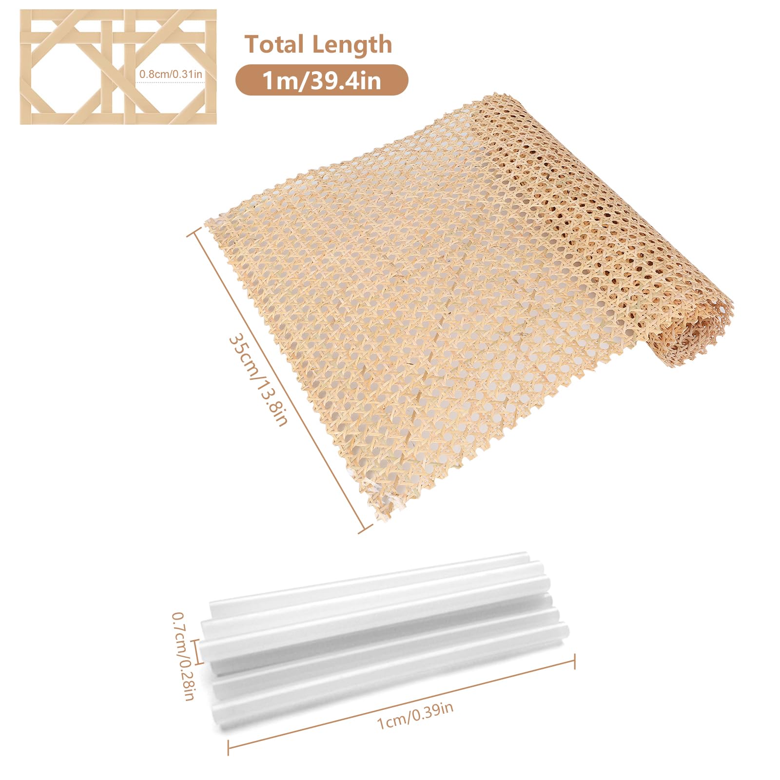 Fettuccia In Rattan Sintetico - 35cm X 2m, Per Fai Da Te Mobili, Sedie E Decorazioni, Con Strisce Di Fissaggio - Foto 4